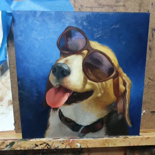 A happy boy!!!! . petportrait #dogpainting #dogart #dogsofinstagram #dogs_of_instagram #oilpainting 