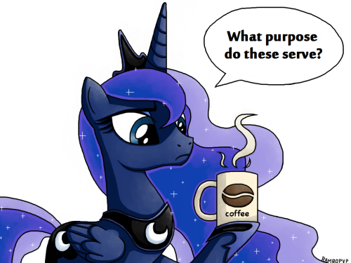 theponyartcollection:  Luna Questions Coffee by ~Rambopvp