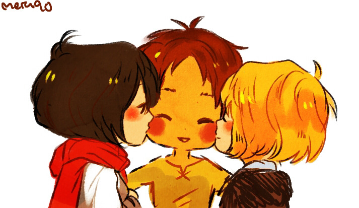 meru90:  blushing titans  (〃´ ▽｀〃). 
