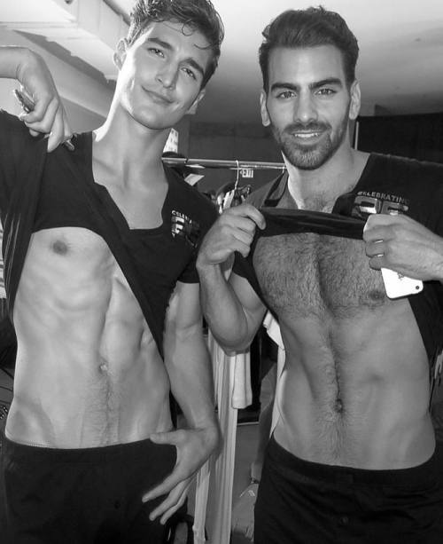 Double male beauty whammy. Talented photog @marco_ovando conducting abs checks at an @official2xist 