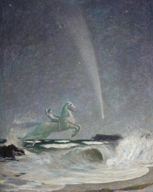 blackthornwren:satsuti: oldpaintings:Wave Rider, 1910 by Frederick Samuel Beaumont (English, 1861&nd