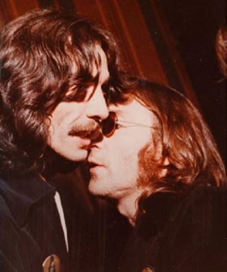 John and George in the last known photo of them together taken at the Los Angeles night club Troubad