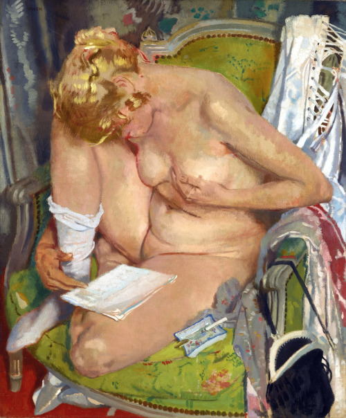 berrytart:sir william orpen, nude girl reading (1921)