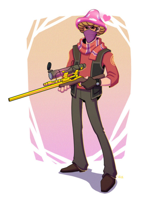 A commission for a person on Steam of his lovely Sniper with a mushroom hat! 