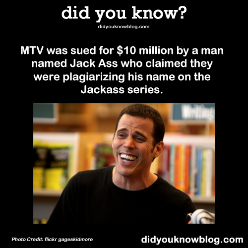 did-you-kno:  MTV was sued for $10 million by a man named Jack Ass who claimed they