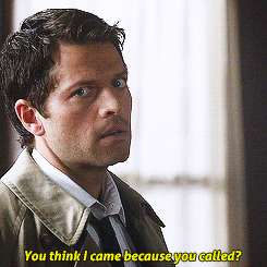tennants-hair:  obviouslycastiel:  that’s what we call a character developing feelings  LOOK AT THE FUCKING TEARS IN HIS EYES IN THE SECOND GIF 