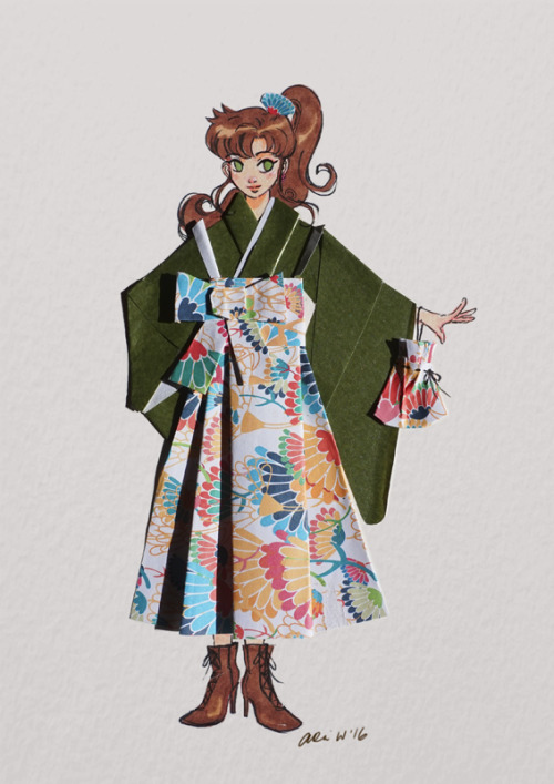 da-imaginarium:Sketch 27-31: Paper Kimono Senshi SeriesBecause I had lots of very pretty origami pap