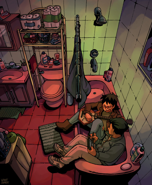 wheatormeat:Two bros jamming in a bathtub (with a lil process gif) Keep reading