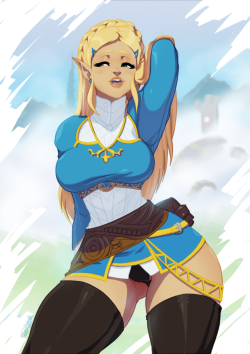 tovio-rogers:‘tendo nerd zelda from BOTW. the pixelated version is just to screw with people. and to give an idea of how i do alternate versions. full view and psd will be included in this month’s patreon set.  ;9