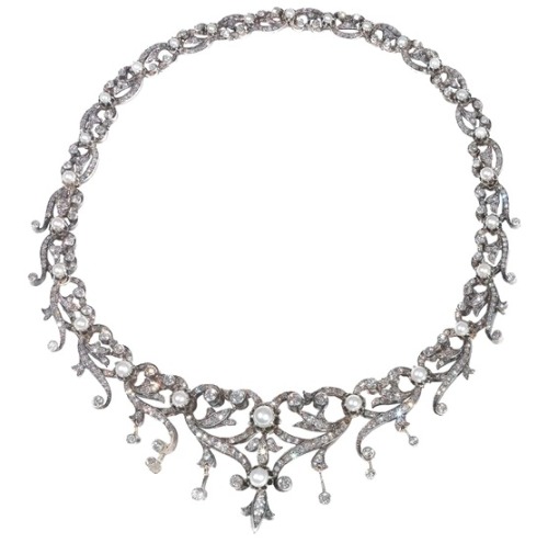 French diamond necklace, c. 1870.