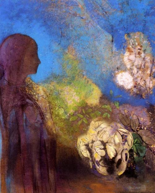 artist-redon: Girl with ChrysanthemumsMedium: pastel,paper