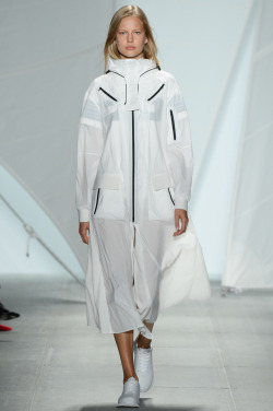 generalelectric:  In Felipe Oliveira Baptista’s nautical-inspired spring collection for Lacoste, traditional items like rain jackets were outfitted with transparent hood visors and waterproof fabrics. Waterproofs are made by coating natural or synthetic