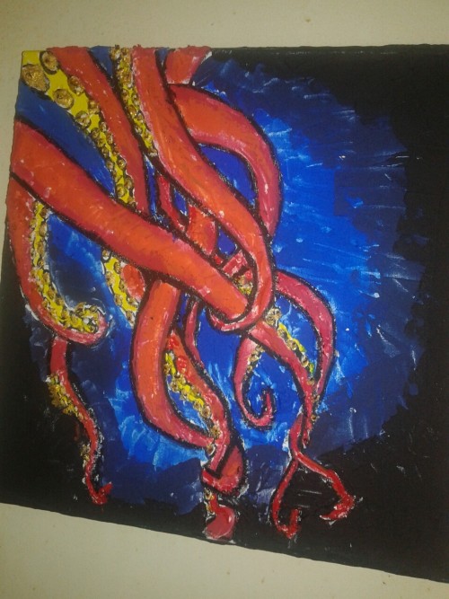 Acrylic and matte texture medium, with pallette knife