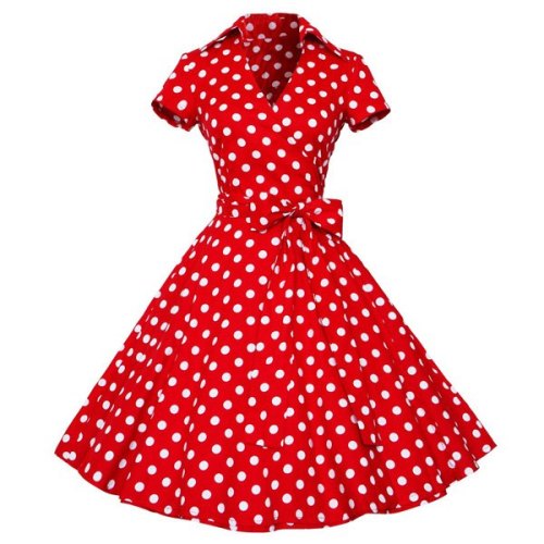 Red white polka dot dress