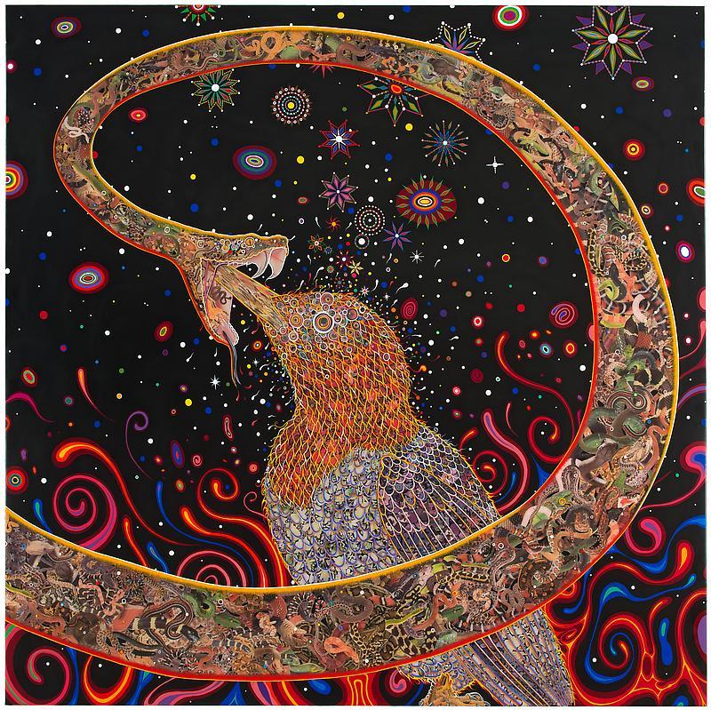 darksilenceinsuburbia:  Fred Tomaselli. Penetrators, 2012. Photo collage, acrylic,