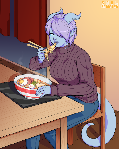 souladdicted-draws-things: Warm Ramen Noodles!Commission for 73_sparkles Ft his OC Alli!  
