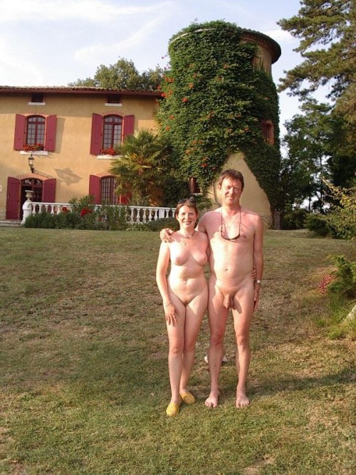 Nudist family living naked together