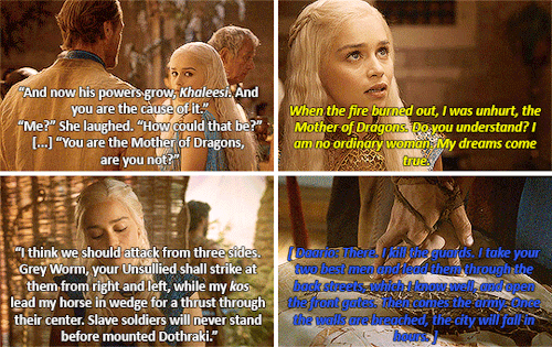 asoiafdaenerysdaily:Daenerys Targaryen + a few of the endless scenes (from multiple seasons) in whic