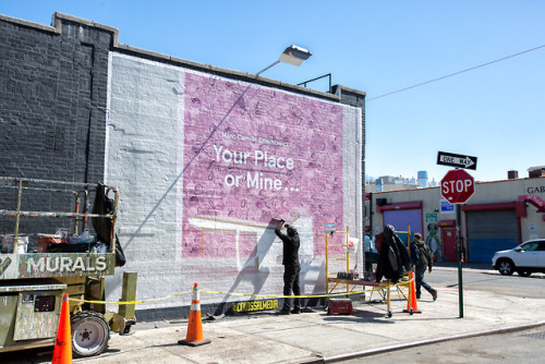 Installation in progress for the hand-painted @colossalmedia mural for our current exhibition Marc C