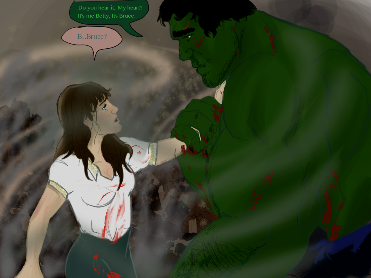 things for thingswithwings — [Fanart: Betty Ross and the Hulk standing face  to...