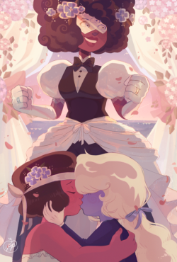 passionpeachy:  “I now pronounce you…Garnet!” 💖💙