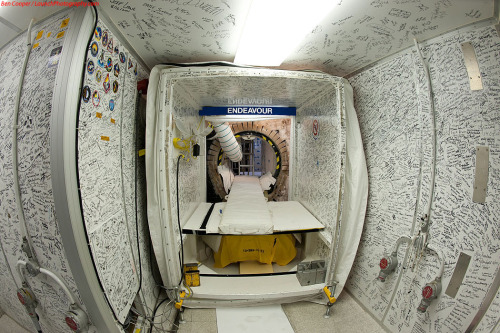 The interior of the space shuttle Endeavour - signed by everyone...