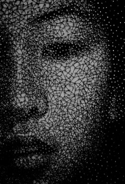    A Single Thread Wrapped Around Thousands of Nails by Kumi Yamashita Kumi Yamashita , whose mind-blowing shadow artworks have been featured before, uses a single, unbroken thread wrapped around thousands of nails to create stunning portraits of women