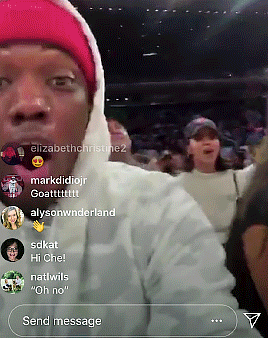 Michael Che & Cecily Strong at a Knicks game