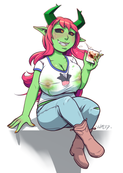 willmuzzish: A resourceful deviloid supplies her own mixers A Vera for @nyxondyx because sfw or very nsfw their art is always extremely cute and a joy to see 