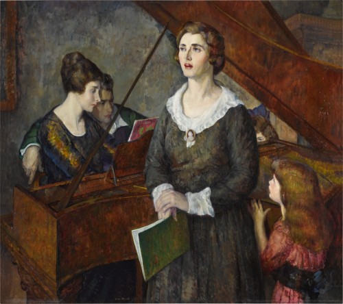 books0977:The Song (1919). Leon Kroll (American, 1884-1974). Oil on canvas.One woman, perhaps the mo