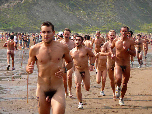 Nude beach girls running