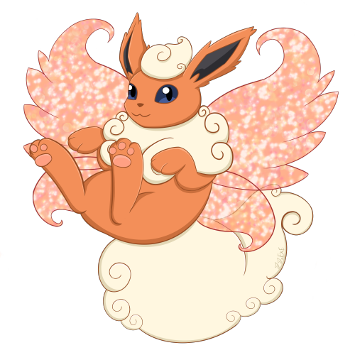 ☁️Cotton Candy Fairy Flareon☁️Pokedex entry:“This Flareon variant is typically found at amusement pa