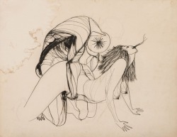 holy-mountaineering: talesfromweirdland:   The notorious Untitled (Peyote Vision) (1955).  By actress, poet, occultist, artist, and general crazy person (but in a good way), Marjorie Cameron (1922-1995).  In 1957, artist Wallace Berman used a reproduction