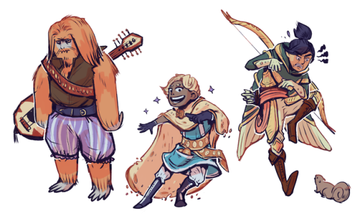 some made-up dnd characters, i guesstamarin, a famous bard turned into a monster but plans to reclai