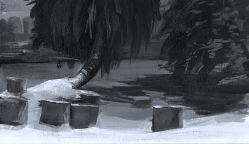 location paintings (pre-photoshop): b/w value comps and color studiesDigital Landscape with Michael 