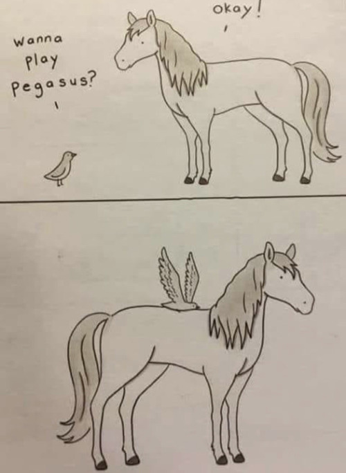 Porn photo humoristics:  Pegasus credit