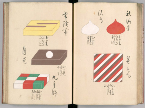 Book of wagashi / design, Edo period (1603-1868), Japan. Wagashi is a traditional confectionary, ser