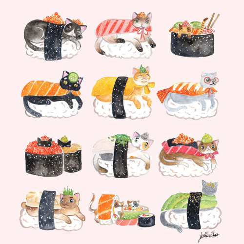 XXX eatsleepdraw:  Sushi cats! Tumblr | Instagram | photo