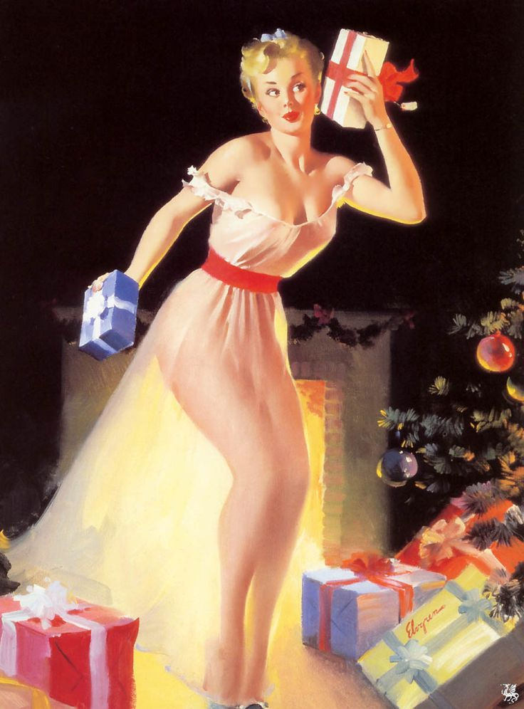 retrogasm:  Ode to the Christmas pin upGil Elvgren