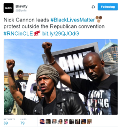 bellaxiao:  Nick Cannon led Black Lives Matter protesters in the streets of Cleveland, Ohio near where the Republican National Convention was taking place on Monday, June 18. These kind of things make me so happy. Let’s be honest, celebrities have a