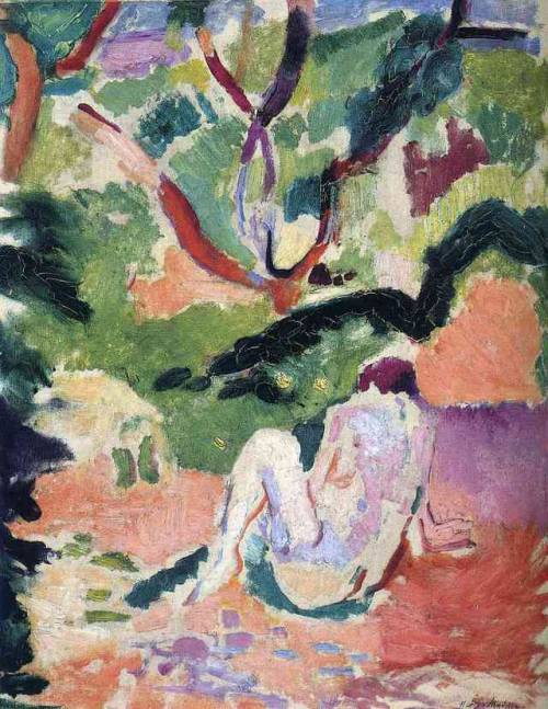 artist-matisse:Nude in a Wood, 1906, Henri MatisseSize: 40.6x32.3 cmMedium: oil on panel