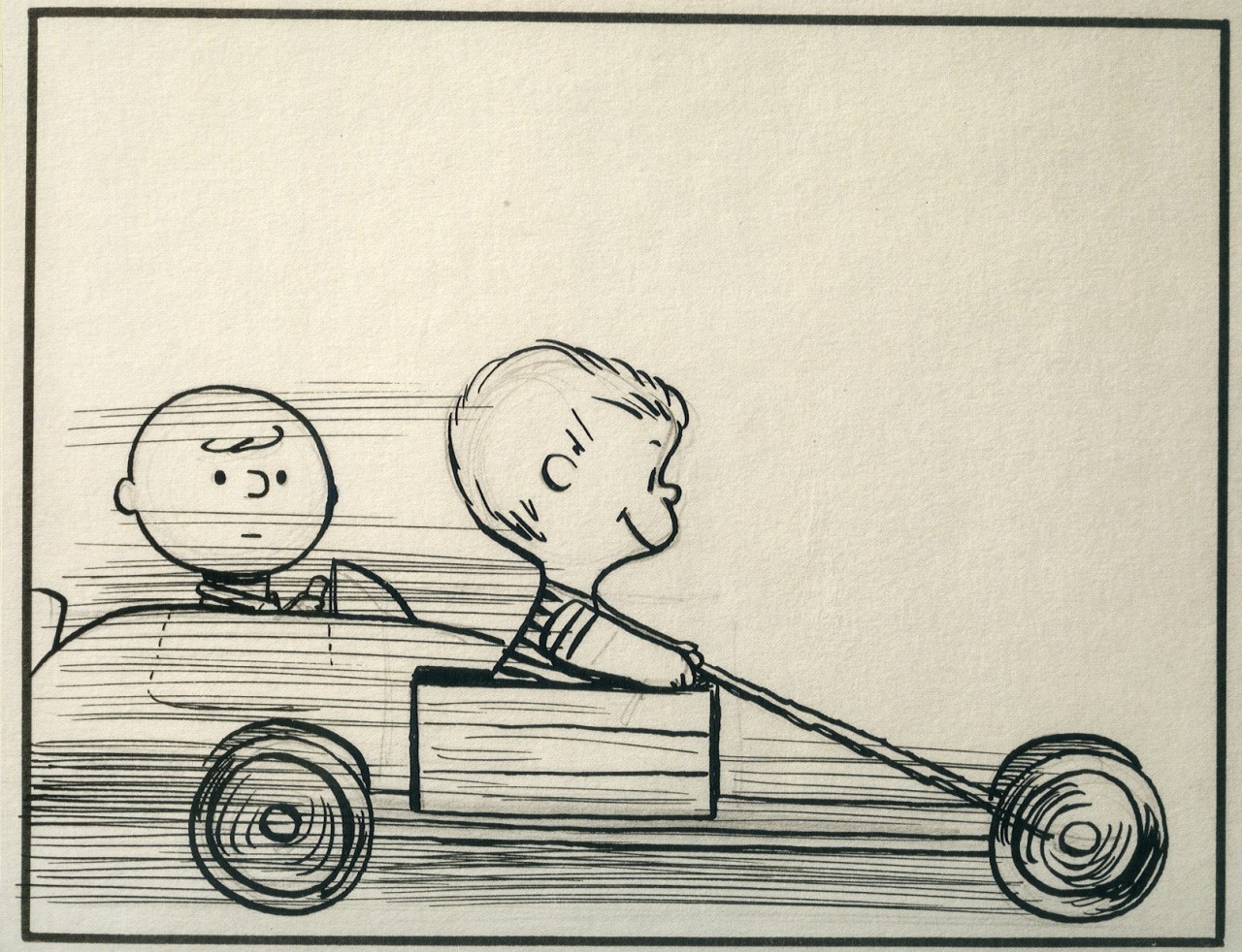 Charlie Brown and Schroeder; unfinished sketch for Peanuts daily comic strip