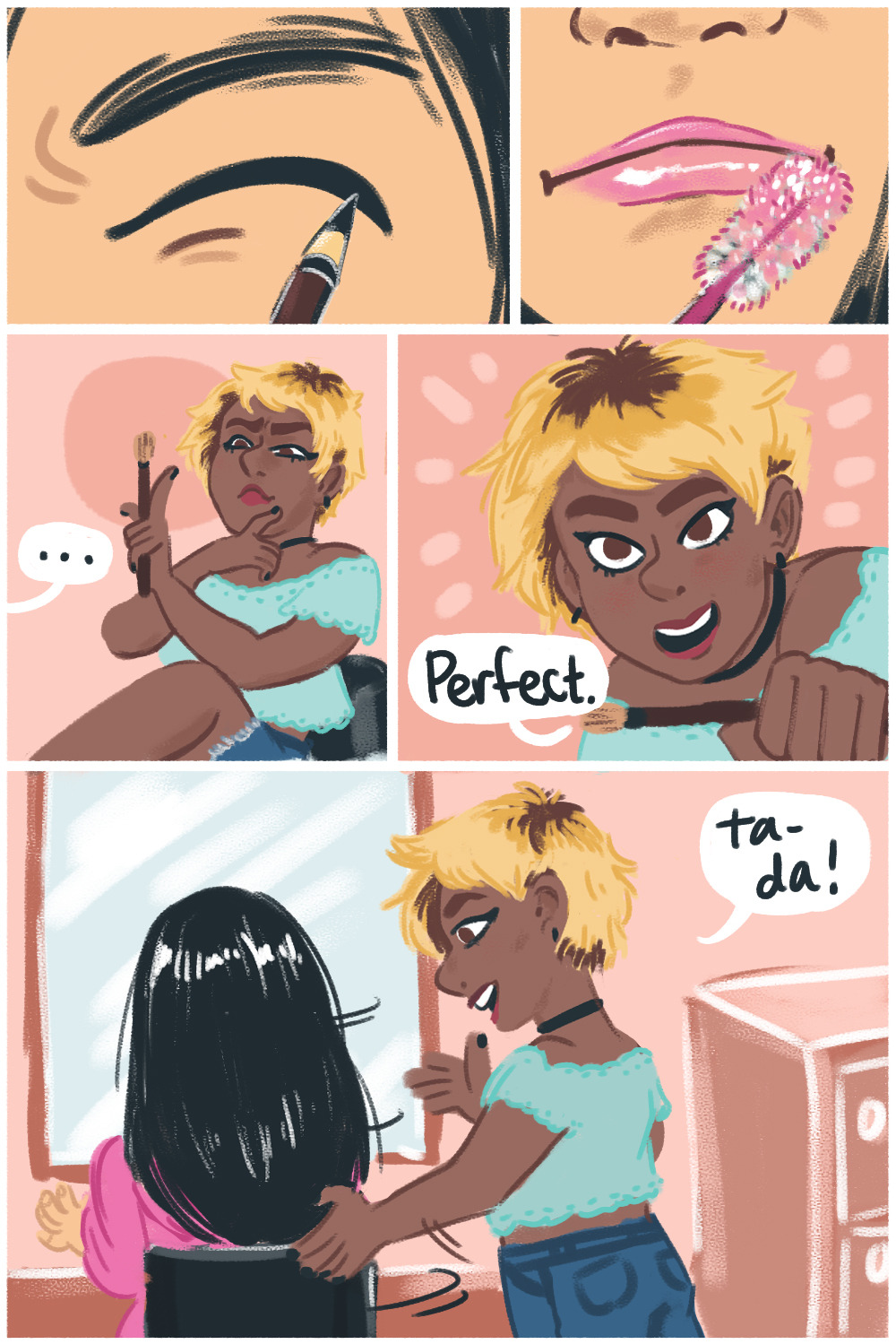 trianglart:  A high school romance!!! After school makeover episode…what will happen