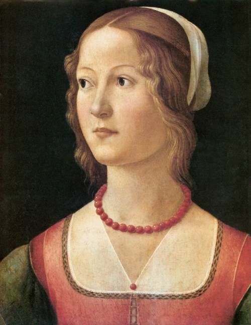 Portrait of a Young Woman, 1490, Domenico GhirlandaioMedium: wood,tempera