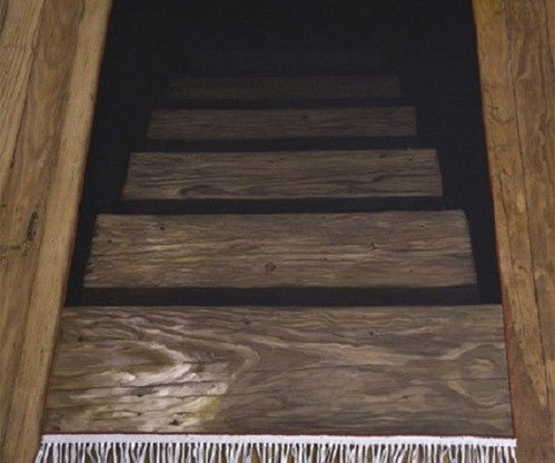 awesomeshityoucanbuy:  Stairway To Darkness RugGive your unassuming home a little intrigue by creating the illusion of a secret passage with the stairway to darkness rug. Like its name suggests, the rug features an eerie image of wooden stairs leading