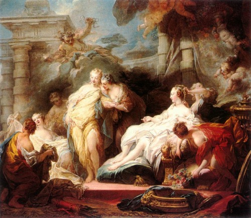 Psyche showing her sisters her gifts from Cupid, 1753, Jean-Honore FragonardMedium: oil,canvas