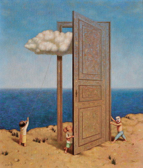 jareckiworld:  Liu Hong Wei (劉宏偉) — Cloud Behind the Door (oil on canvas, 2014)