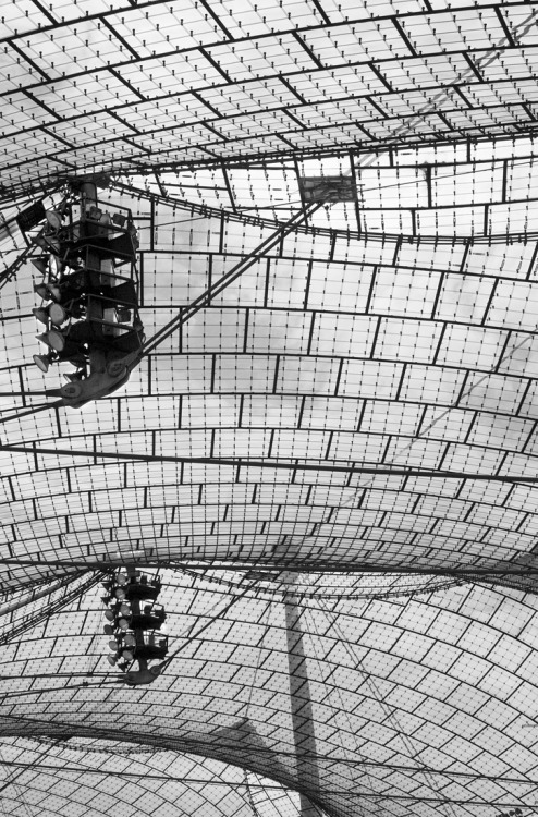 Günther Benisch & Frei Otto, roof construction of Olympiastadium Munich, 1972. Source. 74,800 sq