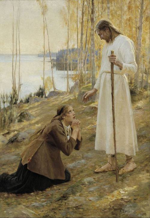 sherripage: Albert Edelfelt , Kristus ja Mataleena, 1890Edelfelt has placed Christ in a Finnish land