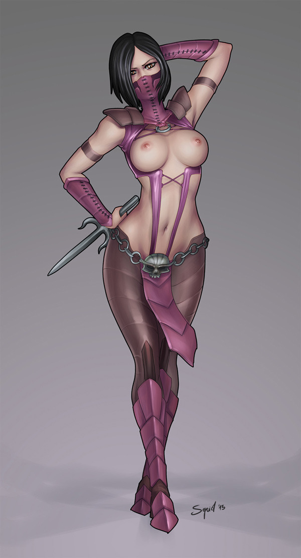 free-hentai-pics:  Mortal Kombat X Mileena flashing her tits – Art by SquidClick